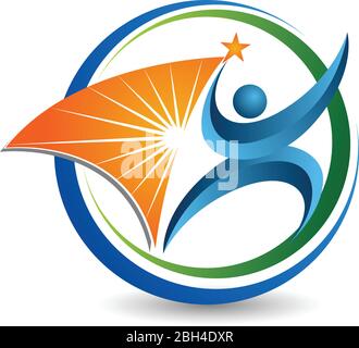 Illustration art of a bright human logo with isolated background Stock Vector