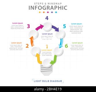 Infographic template for business. 6 Steps Modern Mindmap diagram with circles, presentation vector infographic. Stock Vector