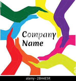 Multi color Hands concept logo vector art Stock Vector
