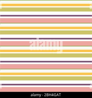 Abstract vector striped seamless pattern with colored horizontal parallel stripes. Colorful pastel background. Wallpaper for kids room or interior des Stock Vector