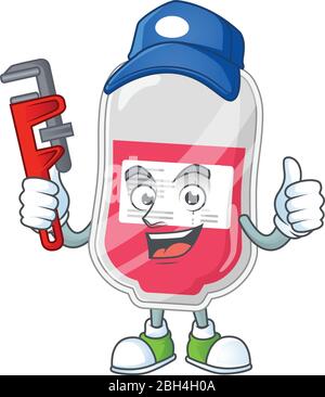 Mascot design concept of bag of blood work as smart Plumber Stock Vector