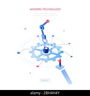 Modern technology - modern isometric vector web banner Stock Vector