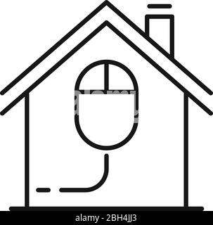 Smart house mouse control icon. Outline smart house mouse control vector icon for web design isolated on white background Stock Vector