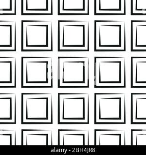 Abstract vector seamless pattern with black frames. Monochrome background. Wallpaper for interior design Stock Vector