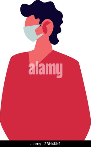 young man using face mask vector illustration design Stock Vector