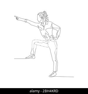Continuous one line woman points forefinger forward. Vector Stock Vector