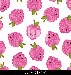 Berries pattern. Ripe raspberry pink. Vector illustration. Design of children's textiles.. Stock Vector