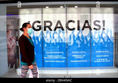 Spain. 23rd Apr, 2020. 40 days of lockdown in Tenerife. Daily life in Los Cristianos, Canary islands where some essential workers continue their jobs and people goes to supermarket to buy food despite lockdown. (Photo by Mercedes Menendez/Pacific Press) Credit: Pacific Press Agency/Alamy Live News Stock Photo