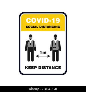 Social distancing sign, please keep distance, banner or sign board Stock Vector