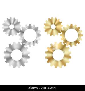 Techno Background with Geometric Gear Wheels Icon. Machinery Logo. Modern Mechanism Concept. Technologic Mechanical Tool Stock Vector