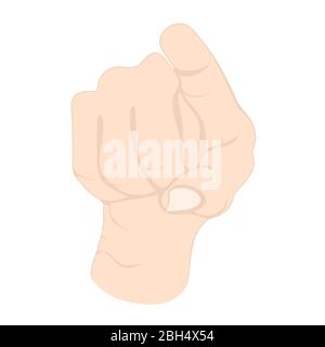 Hand gesture, wrist with fingers with sign pointing to you, language icon, logo, symbol emotion. Drawing bent fingers isolated on white background. Ve Stock Vector