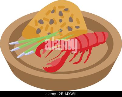 Thai food red cancer icon, isometric style Stock Vector