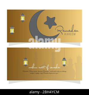 Front and back view of gift card for Eid Mubarak festival celebrations Stock Vector