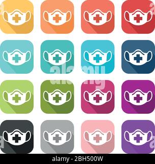 Coloured medical mask icon for protection Stock Vector