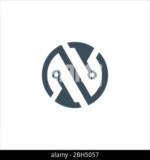 Initial letter cn or nc logo vector design template Stock Vector