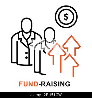Crowdfunding icon, fundraising and venture fund funding logo, startup investment Stock Vector