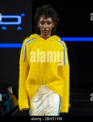 New York, New York - Feb. 08, 2020: A model walks the runway at Custo Barcelona Winter 2020 Fashion Show Stock Photo