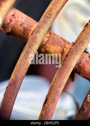 Close Up View of a Rusty Industrial Grate Stock Photo