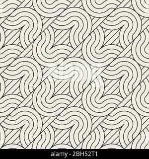 Vector seamless interlacing lines pattern. Modern stylish abstract background. Repeating geometric rounded stripes design. Stock Vector