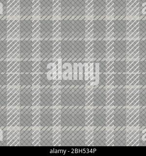 Plaid seamless vector pattern background. Modern tartan style with twill effect backdrop. Repeat gingham flannel repeat design in warm gray. Geometric Stock Vector