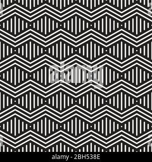 Vector seamless geometric pattern. Modern zigzag texture. Linear rounded stripes graphic design. Stock Vector