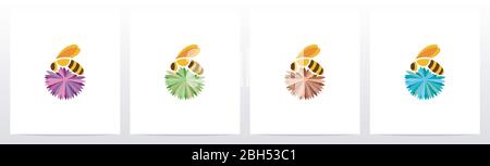 Bee And Flower Logo Design Stock Vector
