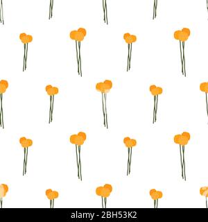 Yellow dandelion flower seamless pattern for wraping paper, fabric. Botanical wallpaper illustration. Vintage decorative background. Stock Vector