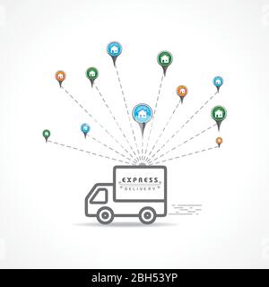 Vector Illustration for Stay Home, Stay Safe and Online shopping with free and express delivery Concept Stock Vector