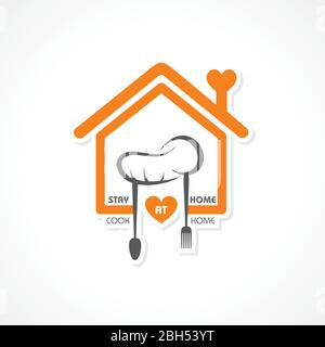 Vector Illustration for Stay Home And Cook Food Concept Stock Vector