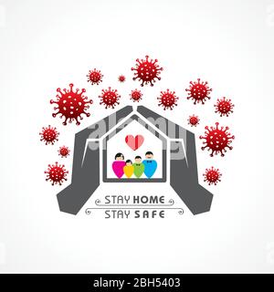Vector Illustration for Stay Home And Stay Safe Concept Stock Vector