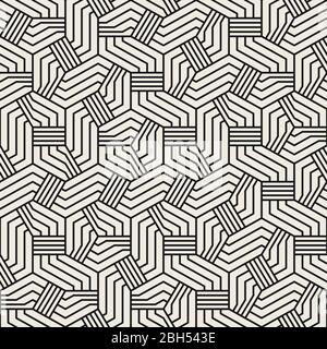 Vector seamless geometric pattern. Irregular linear grid. Composition from randomly disposed stripes. Stock Vector