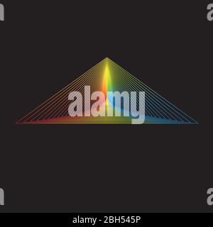 Gradient colorful triangle shape on black background Stock Vector