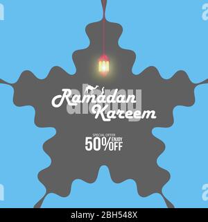 Ramadan Sale, web header or banner design, arabic lanterns Sale banner template design, Stock Vector