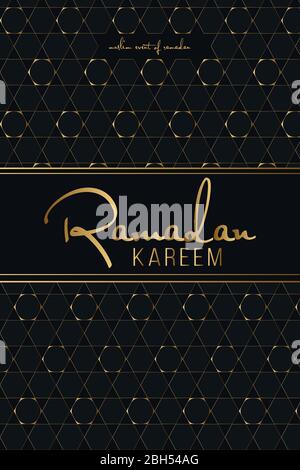 Ramadan Kareem arabic calligraphy greeting design, Eid Mubarak greeting card template backgrounds Stock Vector