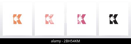 Cat Head Inside Letter Logo Design K Stock Vector