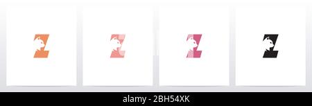 Cat Head Inside Letter Logo Design Z Stock Vector