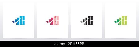 Bar Chart On Letter Logo Design C Stock Vector