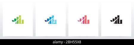 Bar Chart On Letter Logo Design L Stock Vector