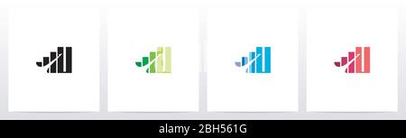 Bar Chart On Letter Logo Design U Stock Vector