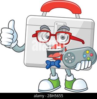 First aid kit talented gamer mascot design play game with controller Stock Vector