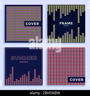 Set Square colorful Abstract music equalizer vector pattern for poster or cover. Stock vector illustration Sound texture. Stock Vector