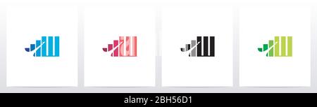 Bar Chart On Letter Logo Design W Stock Vector