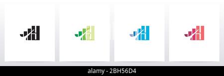Bar Chart On Letter Logo Design Y Stock Vector
