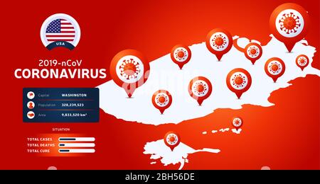 Coronavirus outbreak from Wuhan, China. Watch out for Novel Coronavirus outbreaks in USA. Spread of the novel coronavirus Background. Stock Vector