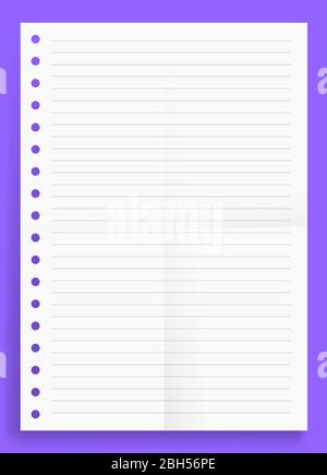 crumpled Standart blank lined series A4 format paper size vector illustration Stock Vector