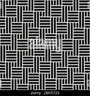 Vector seamless pattern. Geometric striped ornament. Linear rectangles lattice background. Stock Vector
