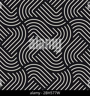 Vector seamless pattern. Repeating geometric tiles with weaved rounded lines grid. Stock Vector