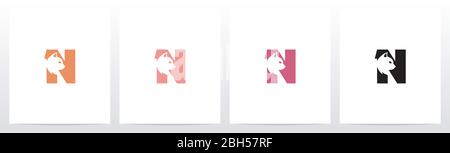 Cat Head Inside Letter Logo Design N Stock Vector