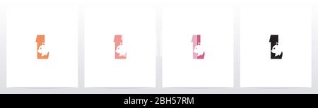 Cat Head Inside Letter Logo Design L Stock Vector