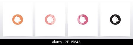 Cat Head Inside Letter Logo Design O Stock Vector